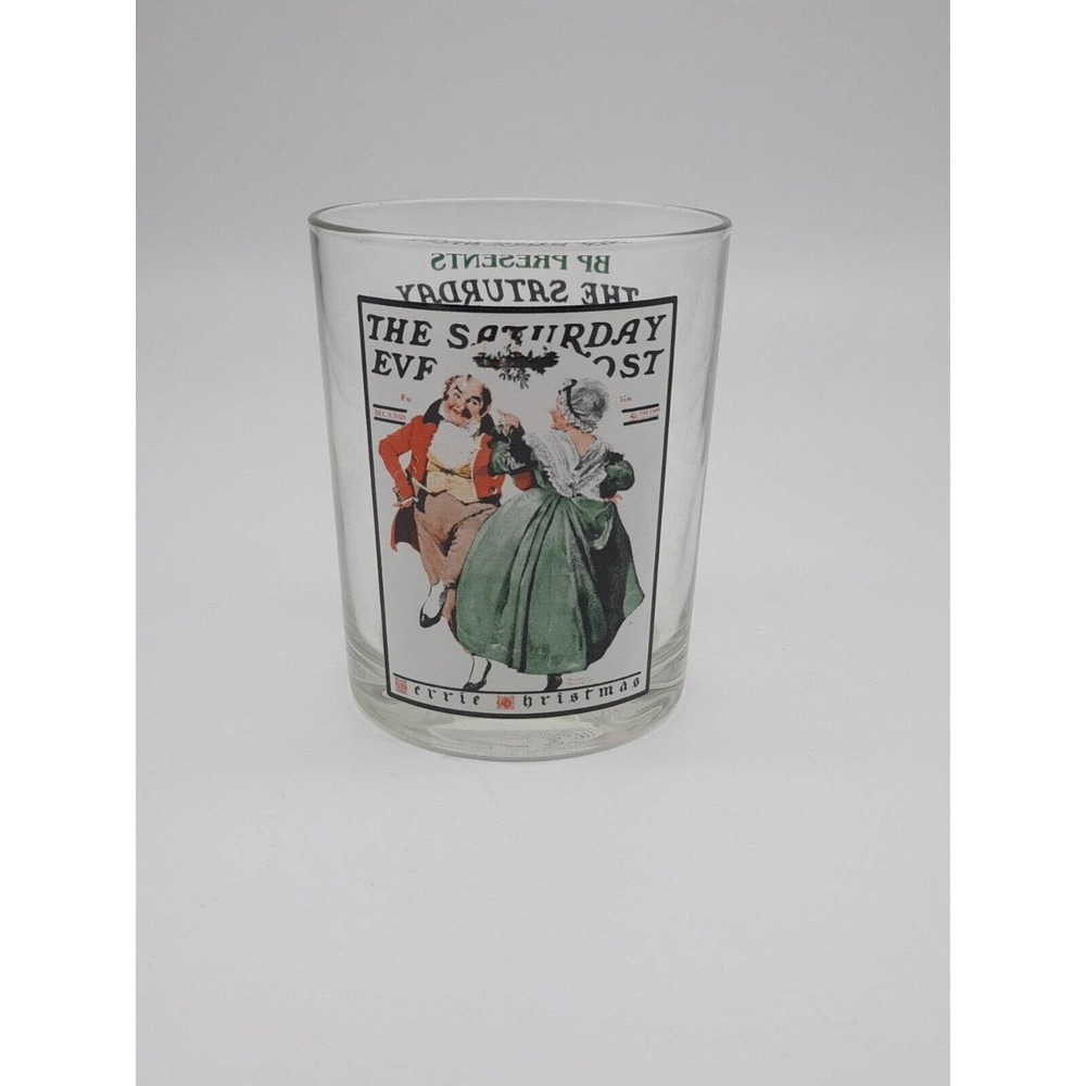 The Saturday Evening Post Glass Merrie Christmas Norman Rockwell